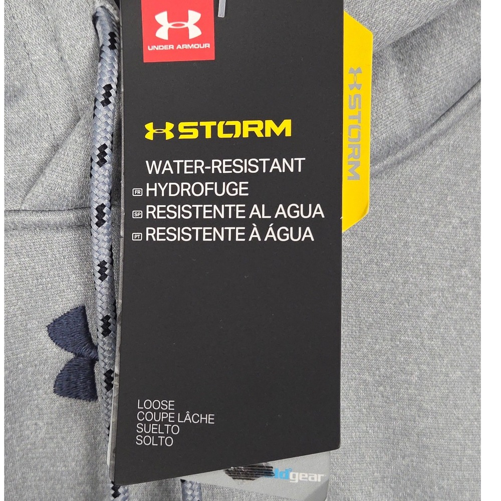 Under Armour Storm Coldgear Hoodie Mens Small Gray Pullover Fleece Loose Fit New - Picture 5 of 10